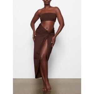 SKIMS Signature Swim Sarong Skirt Cocoa Stretch Women's XL New